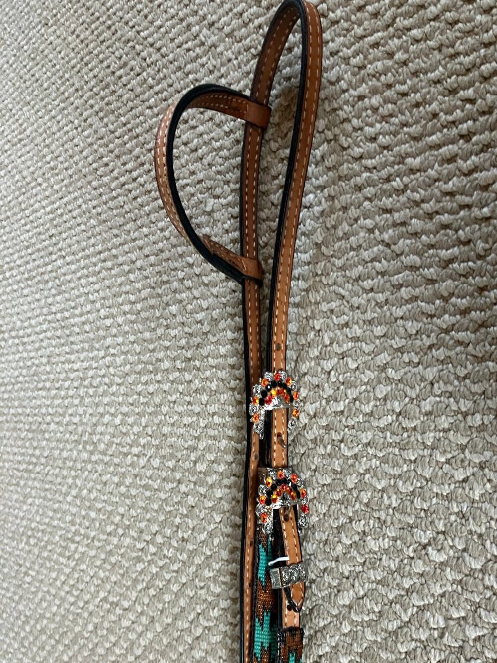 Beaded Bling Western One Ear Headstall 31"